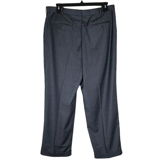 Perry Ellis - Men's Size 38/30 - Dark Grey Dress Pants Pleated Front Cuff Hem - Picture 2 of 8